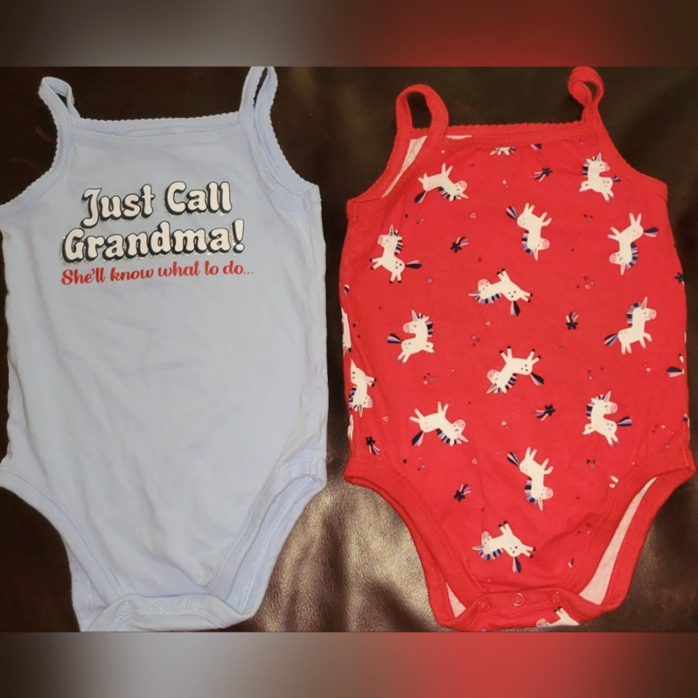 GARANIMALS BABY GIRLS SLEEVELESS CAMI BODYSUITS, 2 PIECES,  SIZE 18 MONTHS